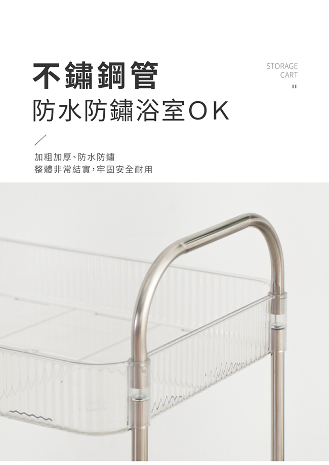 【IDEA】歐系透明三層收納推車.置物車 2色任選