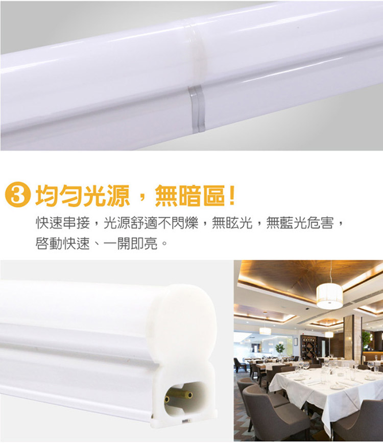       【APEX】T5 LED 全塑層板燈/支架燈串接型 2呎10W 白