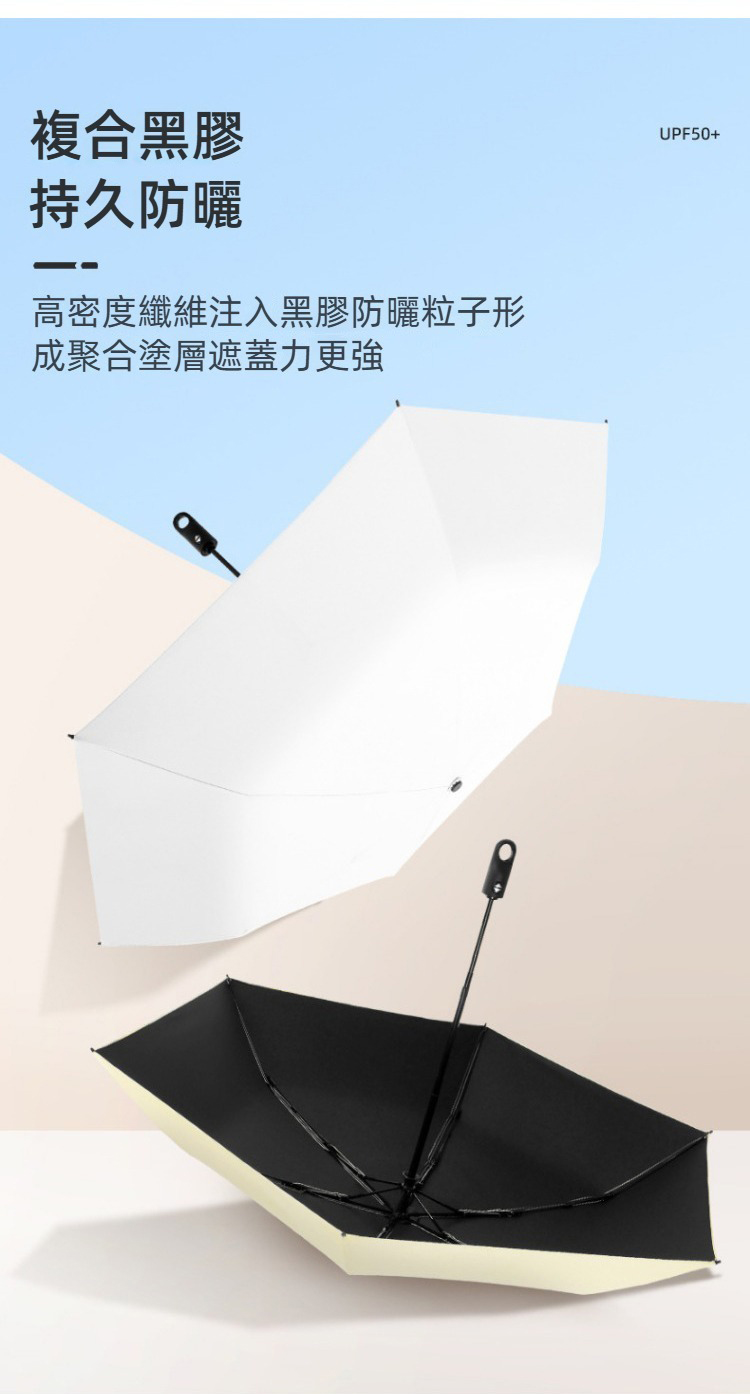 防曬抗UV指環扣輕量黑膠自動晴雨傘 自動傘 雨傘 陽傘 兩用傘