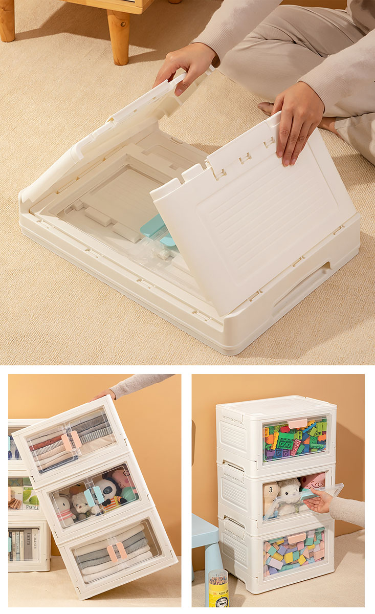 新款加大雙開門摺疊收納箱 衣物收納箱 整理箱 透明可視 收納櫃 收納盒 置物箱