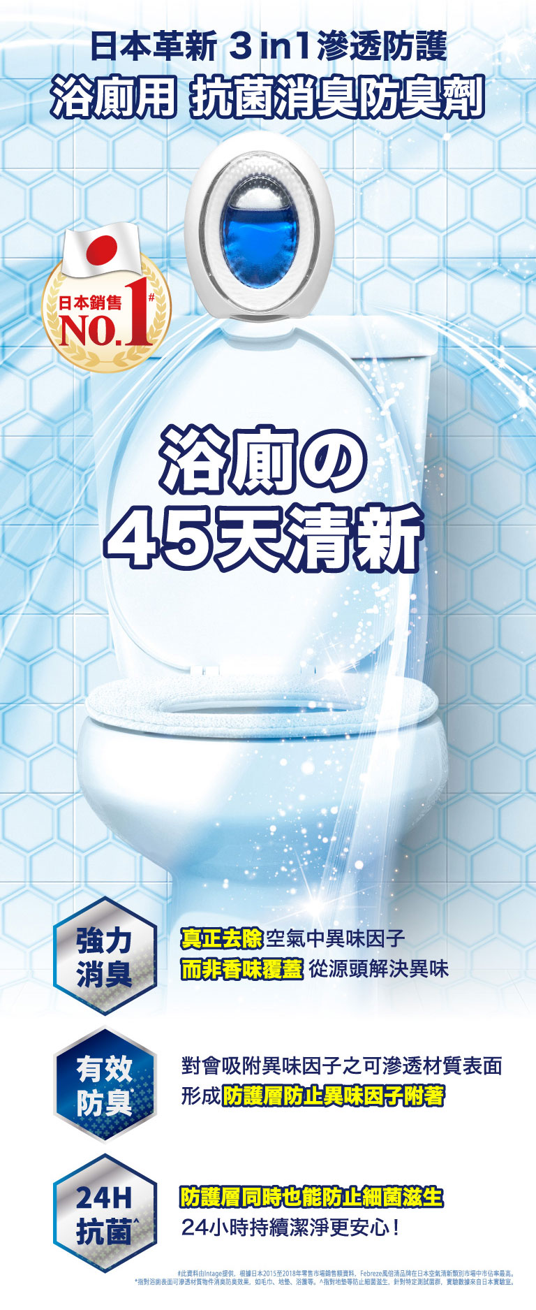 【日本風倍清FEBREZE】浴廁用抗菌消臭劑 6ml (皂香/薄荷香/山谷微香)