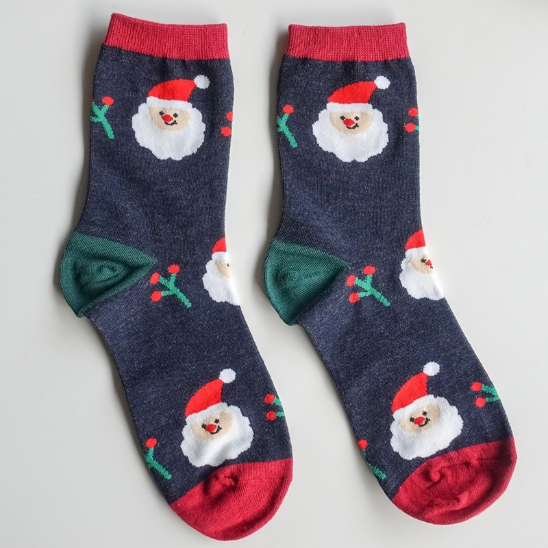 【凱美棉業】MIT台灣製 可愛純棉聖誕襪 耶誕襪 聖誕禮物 -聖誕撞色款