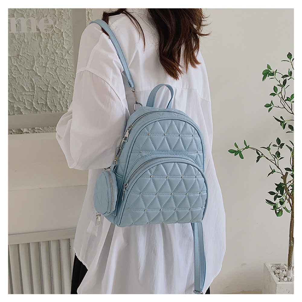 韓系時尚菱格紋子母雙肩後背包 三色可選 肩背包