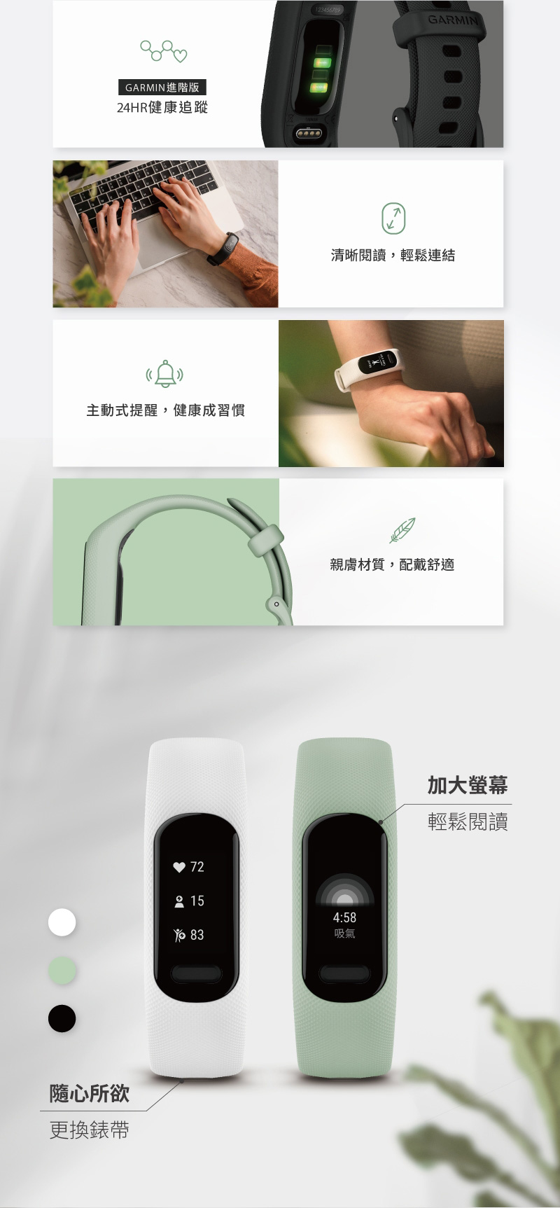 【GARMIN】Vivosmart 5 健康心率手環