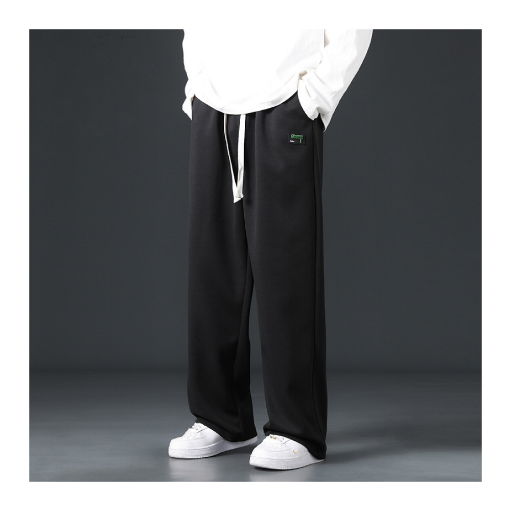 XL-4XL大尺碼寬鬆抽繩落地垂感直筒長褲 棉褲 3色 休閒褲