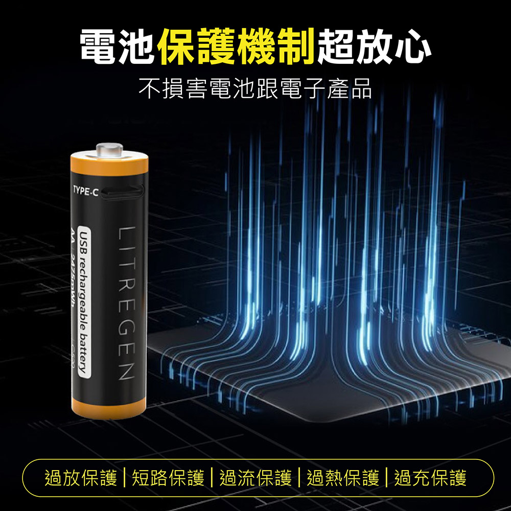 【寶利電】Type-C 可充式鋰電池 3號電池/4號電池 任選