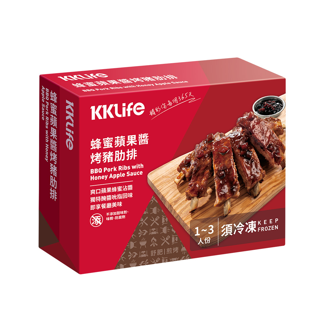       【KKLife】蜂蜜蘋果醬烤豬肋排2盒(肋排435±65g、醬包8