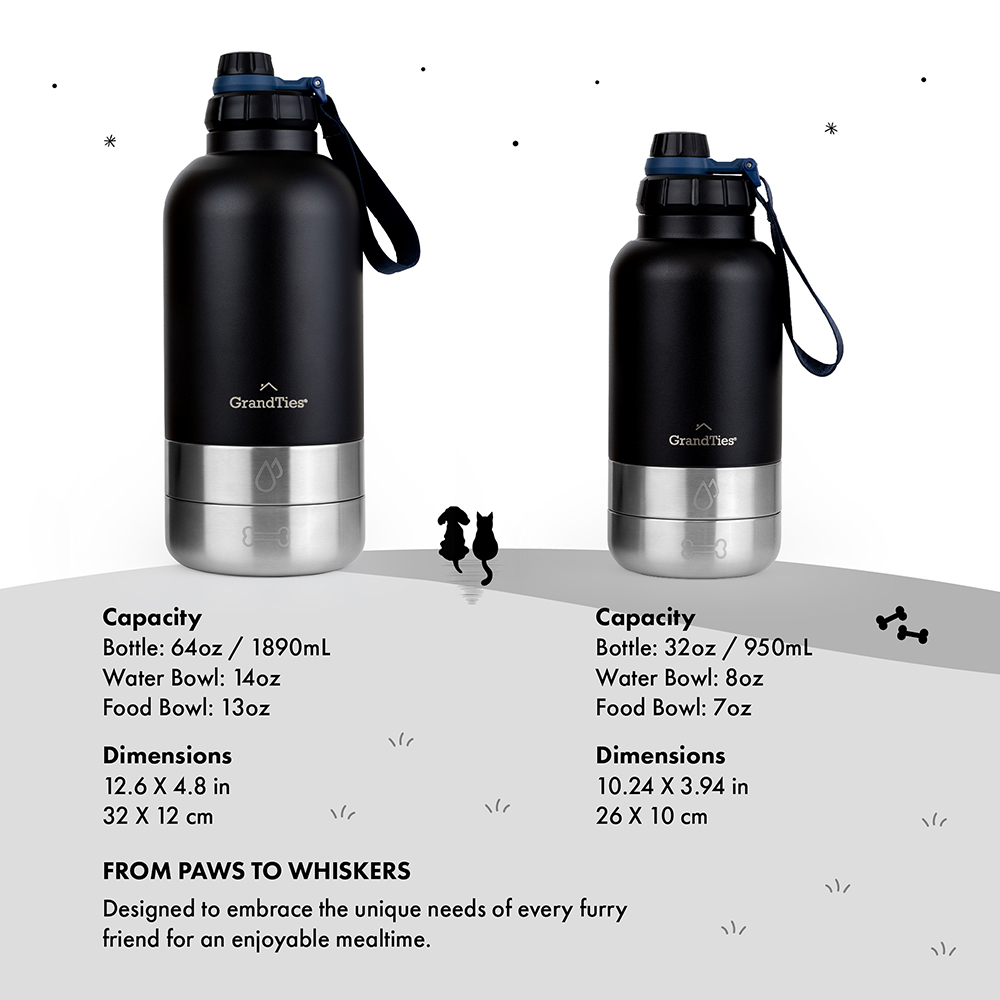 【GrandTies】1890ML雙碗寬口真空不鏽鋼寵物保溫瓶