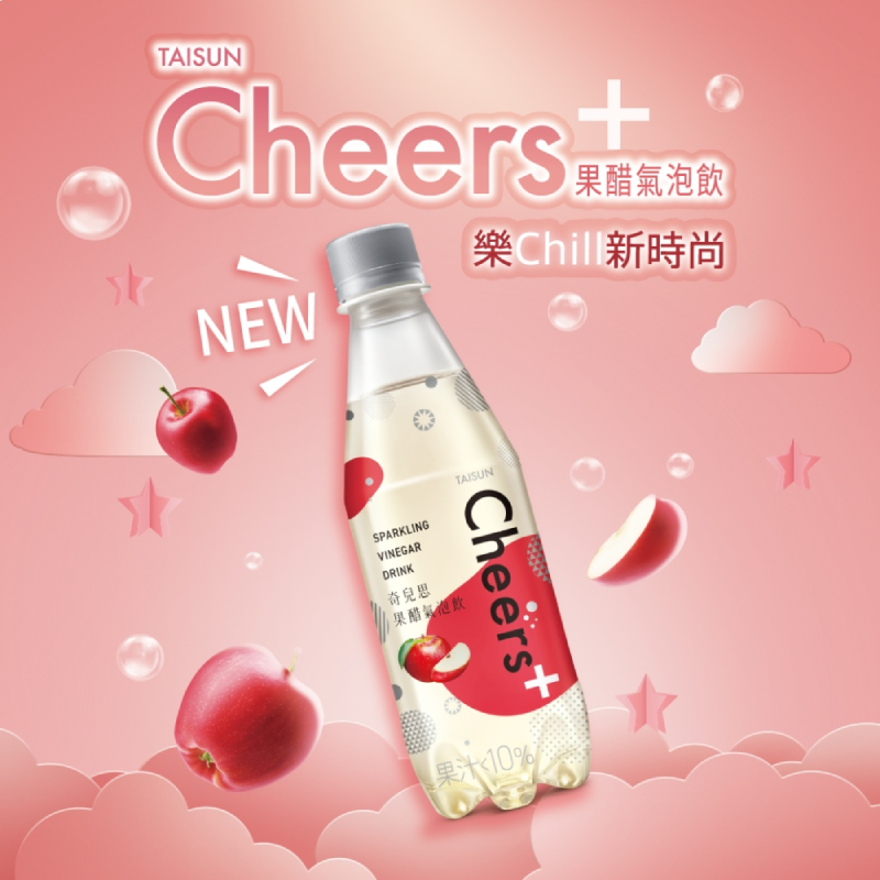 【泰山】Cheers+果醋氣泡飲 380mlx24瓶/箱 氣泡水 果醋飲 飲料