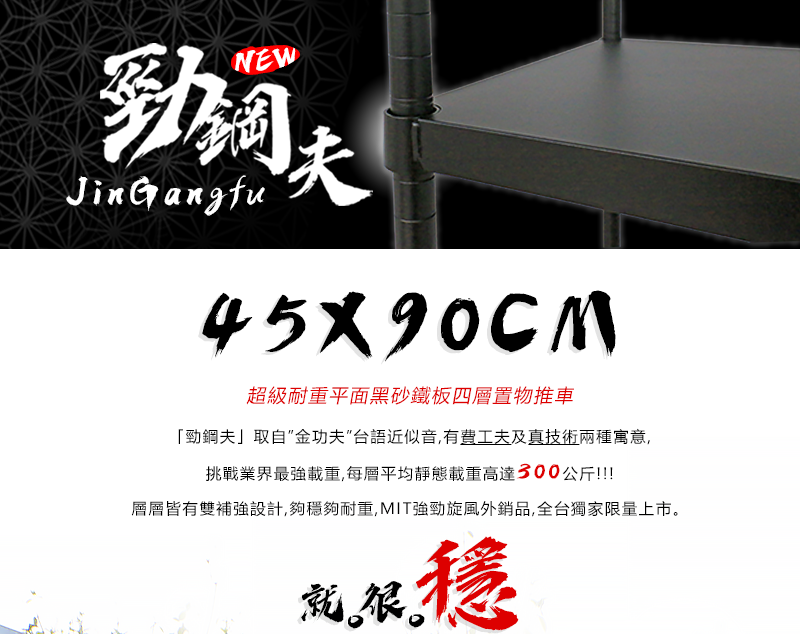       【居家cheaper】45X90X218CM 勁鋼夫超級耐重平面黑