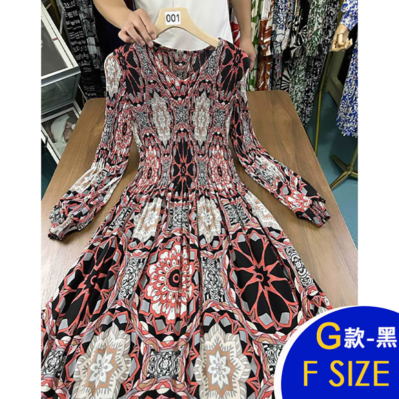 韓國新款長袖三宅風壓褶洋裝 多款任選 