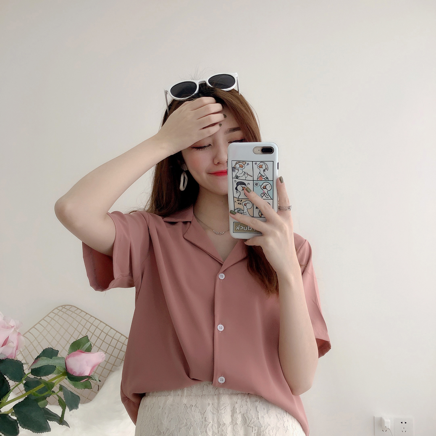 韓色系13色雪紡西裝領短袖襯衫 雪紡襯衫 雪紡上衣