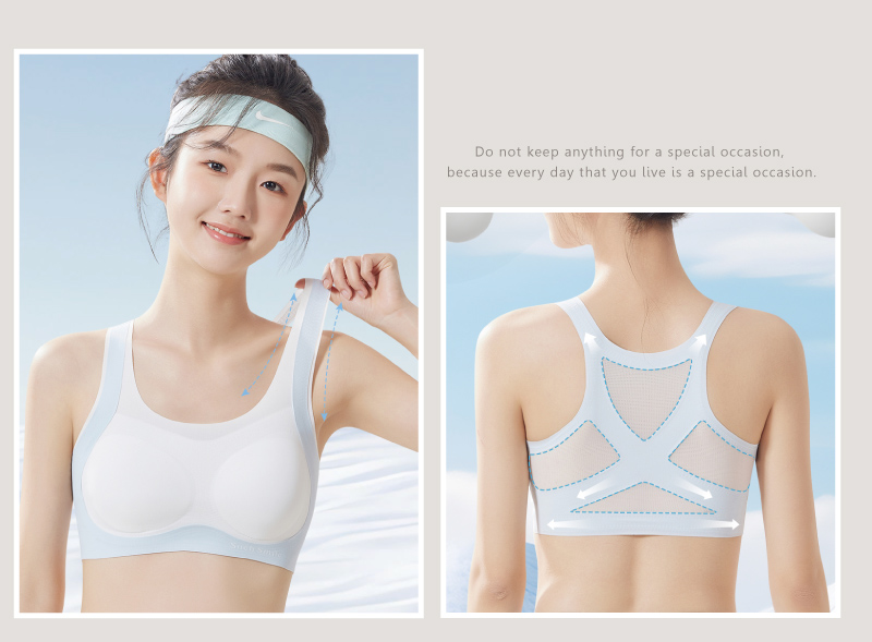 X型交叉防震工字背固定杯少女內衣