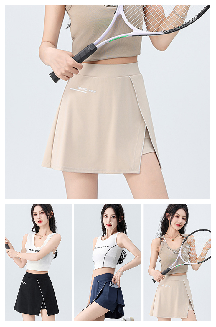 假兩件高腰高彈力防走光口袋款運動A字短褲裙 2款任選 L-2XL