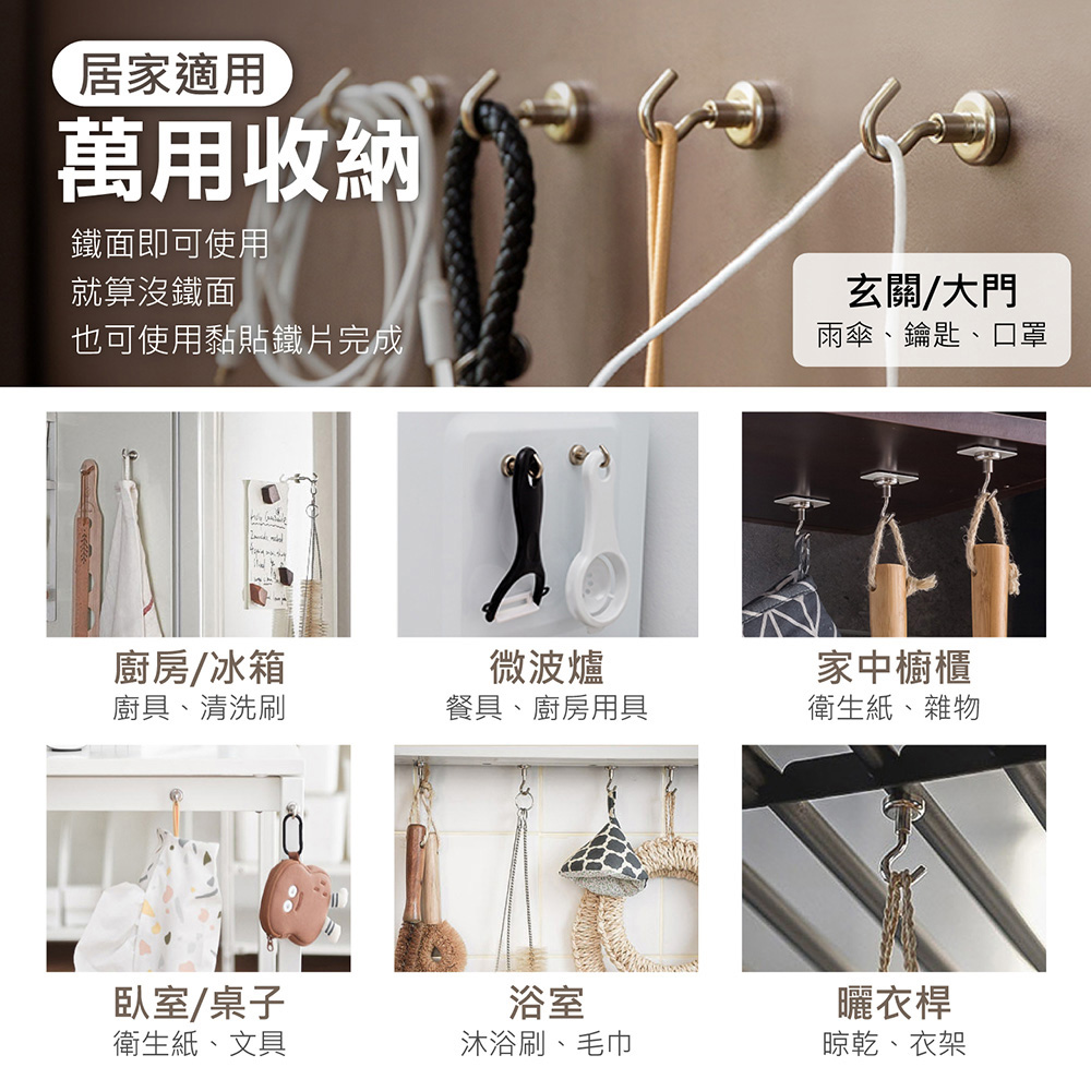 強力磁吸掛勾 環形 高承重力 (多尺寸任選)