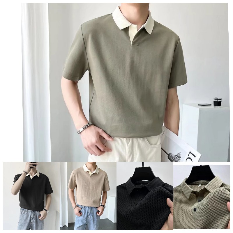 型男透氣舒適百搭網眼冰絲polo衫短袖上衣 3色 M-4XL 