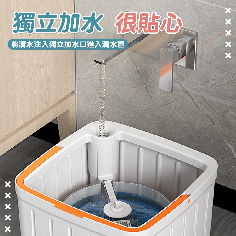 【Zhuyin】三代免手洗污水分離懶人拖把組(1桶1拖2布) 淨汙分離 深入清潔