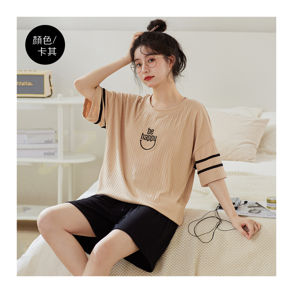 棉柔免穿Bra舒適鬆緊腰居家睡衣 4色可選 家居服 居家服