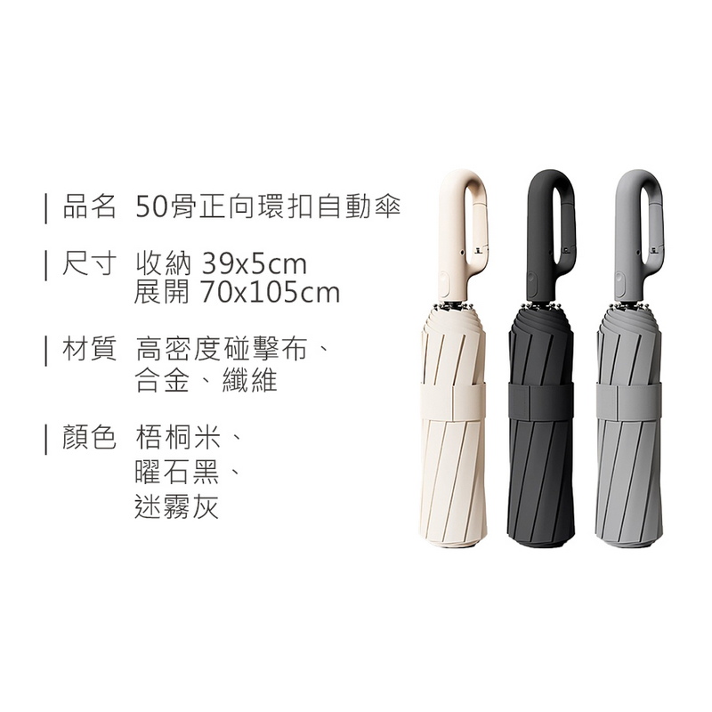 50骨正向環扣UV自動傘