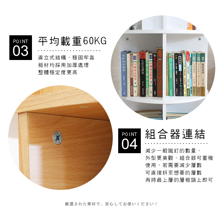       【Akira】MIT直立式360度旋轉四層收納書櫃(書架 置物架 