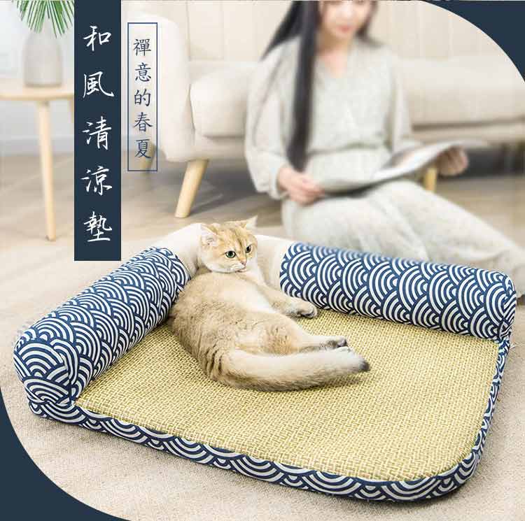 日式和風L型貓床墊 寵物床 寵物窩 寵物涼蓆 貓狗適用
