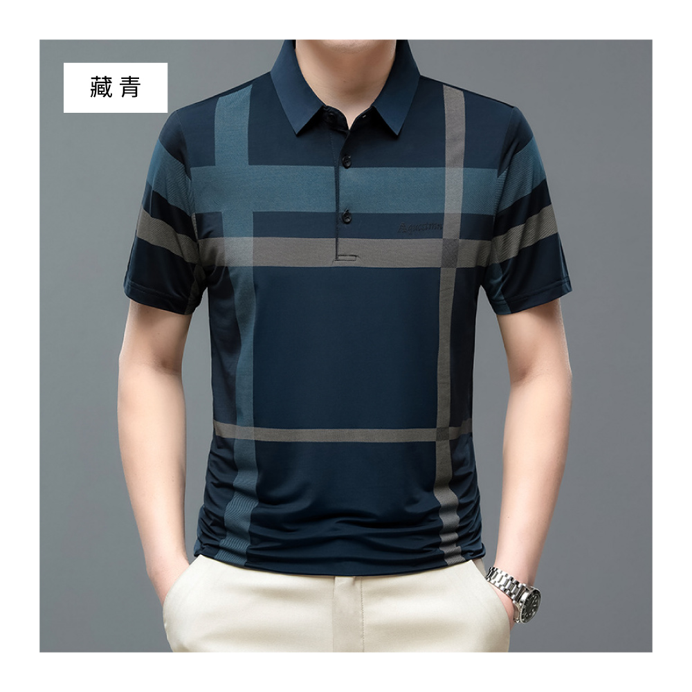 紳士線條冰絲透氣商務POLO衫-5色可選 XL-3XL 