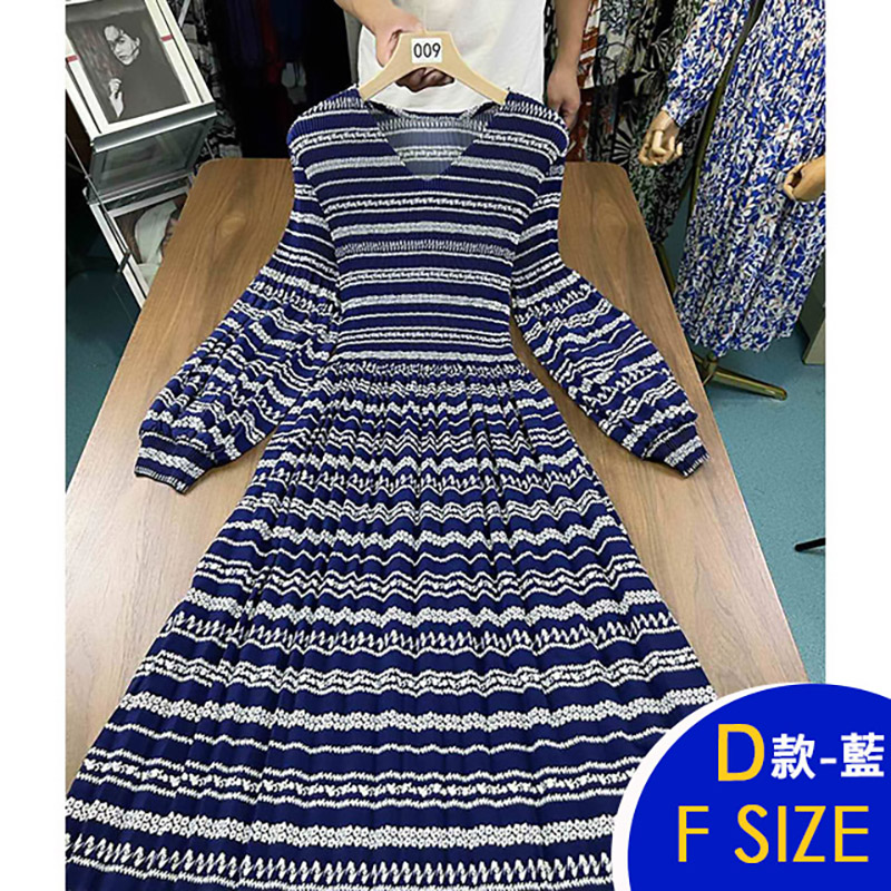 韓國新款長袖三宅風壓褶洋裝 多款任選 