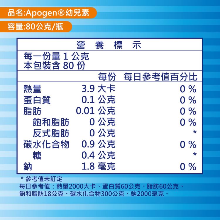 【遠東生技】Apogen藻精蛋白幼兒素 80公克/瓶