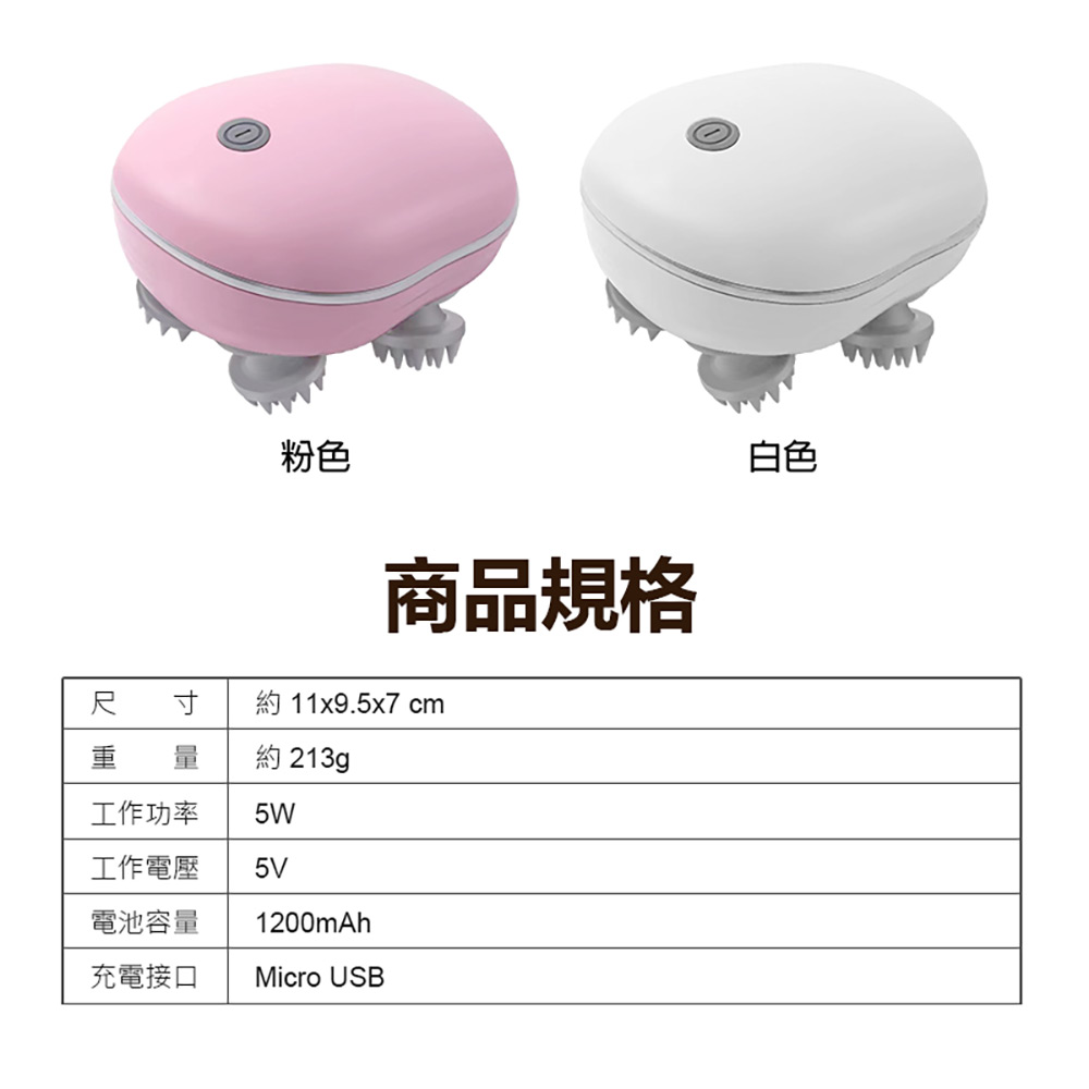 MJ-8588 頭部按摩儀 三檔調節 全身適用 7級防水 4輪離旋按摩 無線使用