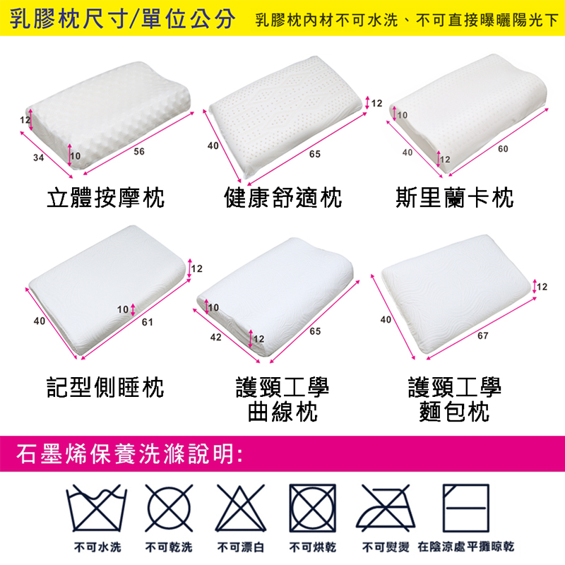 【BuyJM】石墨烯遠紅外線人體工學天然乳膠枕(附枕套)
