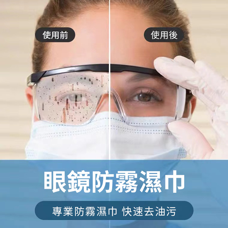 多用途鏡片高效防霧擦拭紙濕巾 72H防霧 眼鏡清潔 鏡頭擦拭