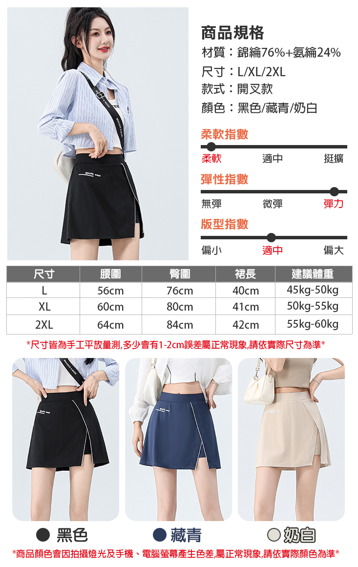 假兩件高腰高彈力防走光口袋款運動A字短褲裙 2款任選 L-2XL