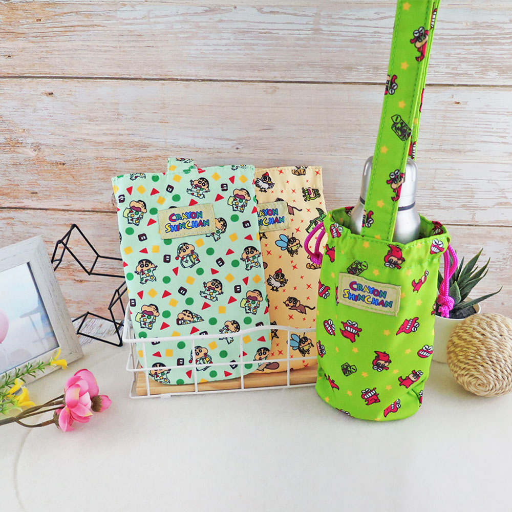 正版授權蠟筆小新 飲料提袋 杯套