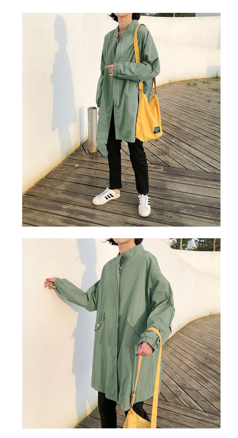 韓版寬鬆修身立領拉繩風衣外套 兩色任選
