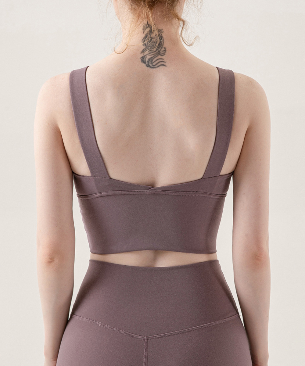 高密度防震集中透氣V領寬肩瑜珈運動內衣 S-XL