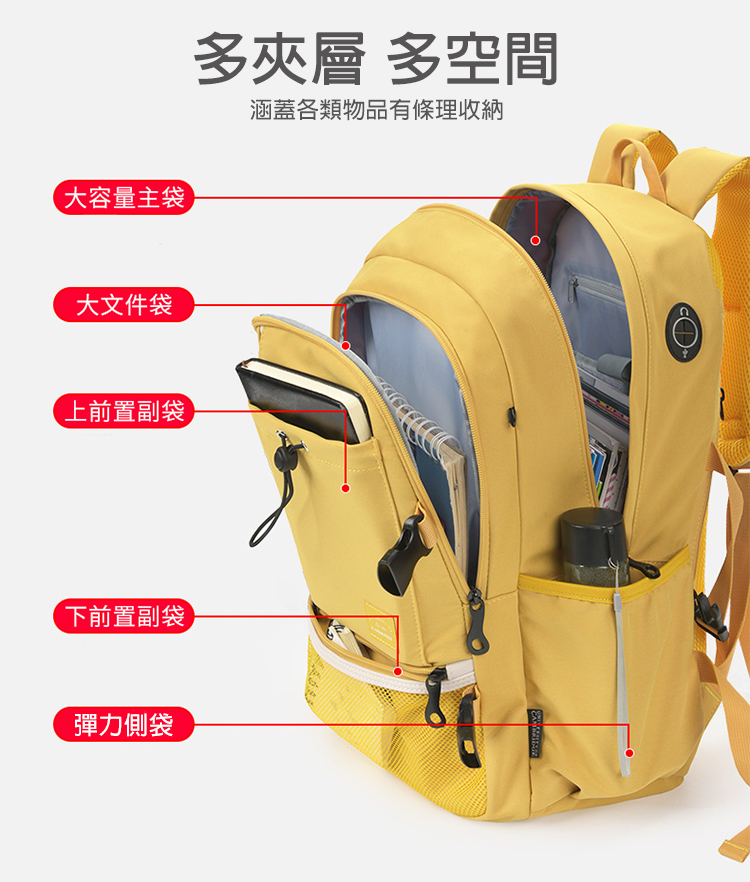 韓版大容量多隔層學生書包後背包 兒童書包