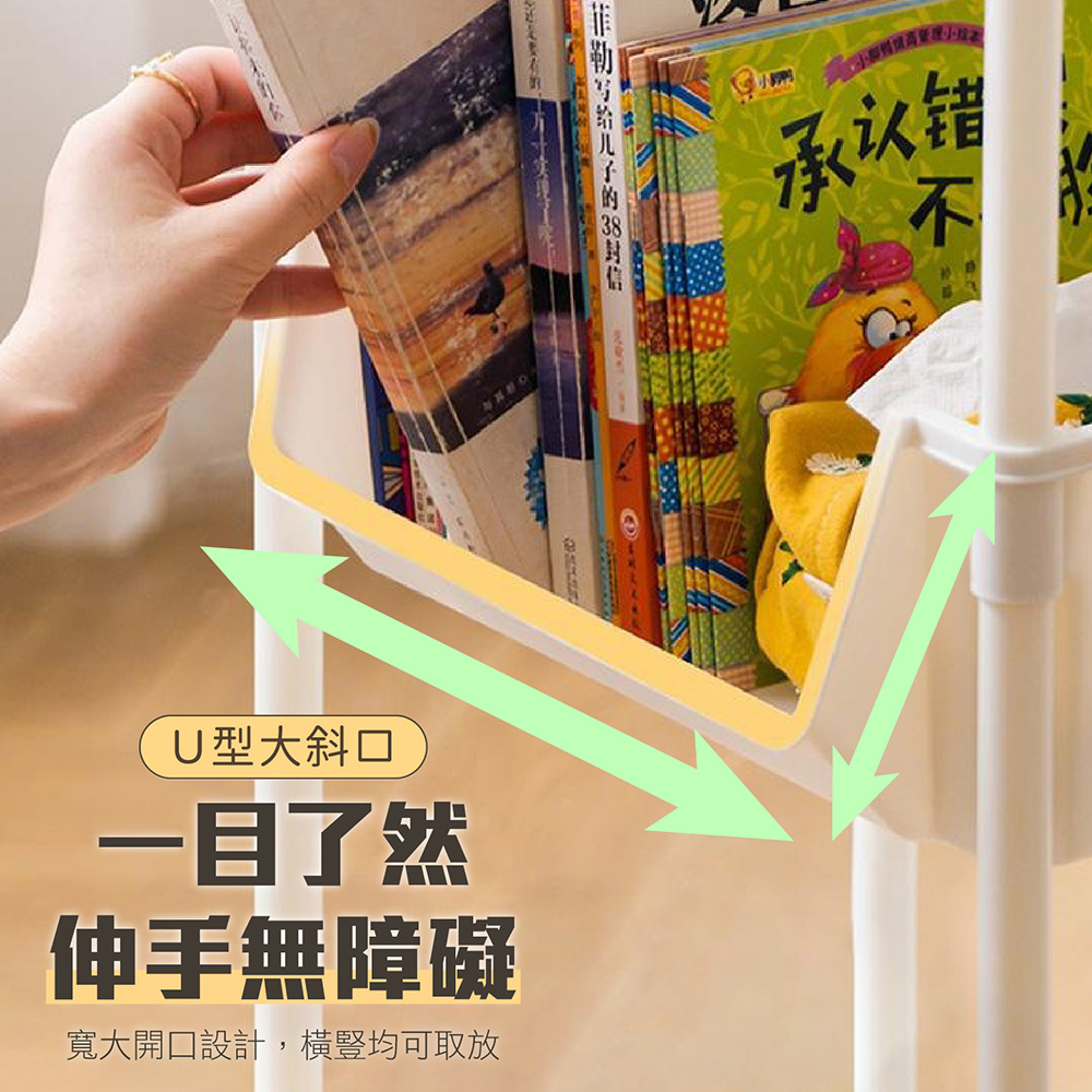 大斜口移動置物書架玩具收納推車