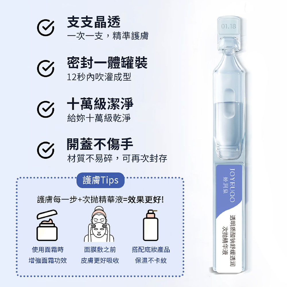 【JOYRUQO嬌潤泉】玻尿酸鈉舒緩透潤次拋精華 臉部保養 玻尿酸 精華液