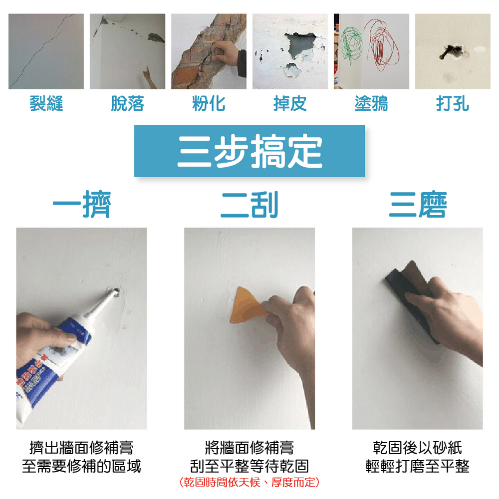 日本熱銷防水萬用修補膏250g 補牆膏 牆汙壁癌修復 遮蓋性強
