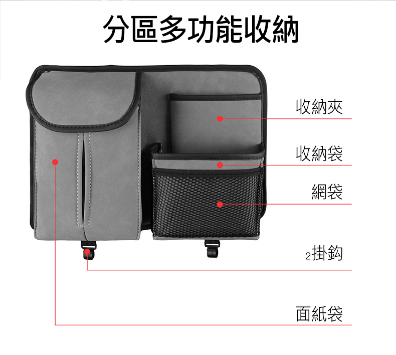 汽車羊巴皮椅背收納袋