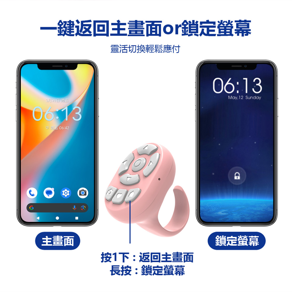 PBC-S29 手機8鍵式藍芽指環遙控器 一鍵遠端拍照錄影 電子書翻頁 一鍵鎖屏