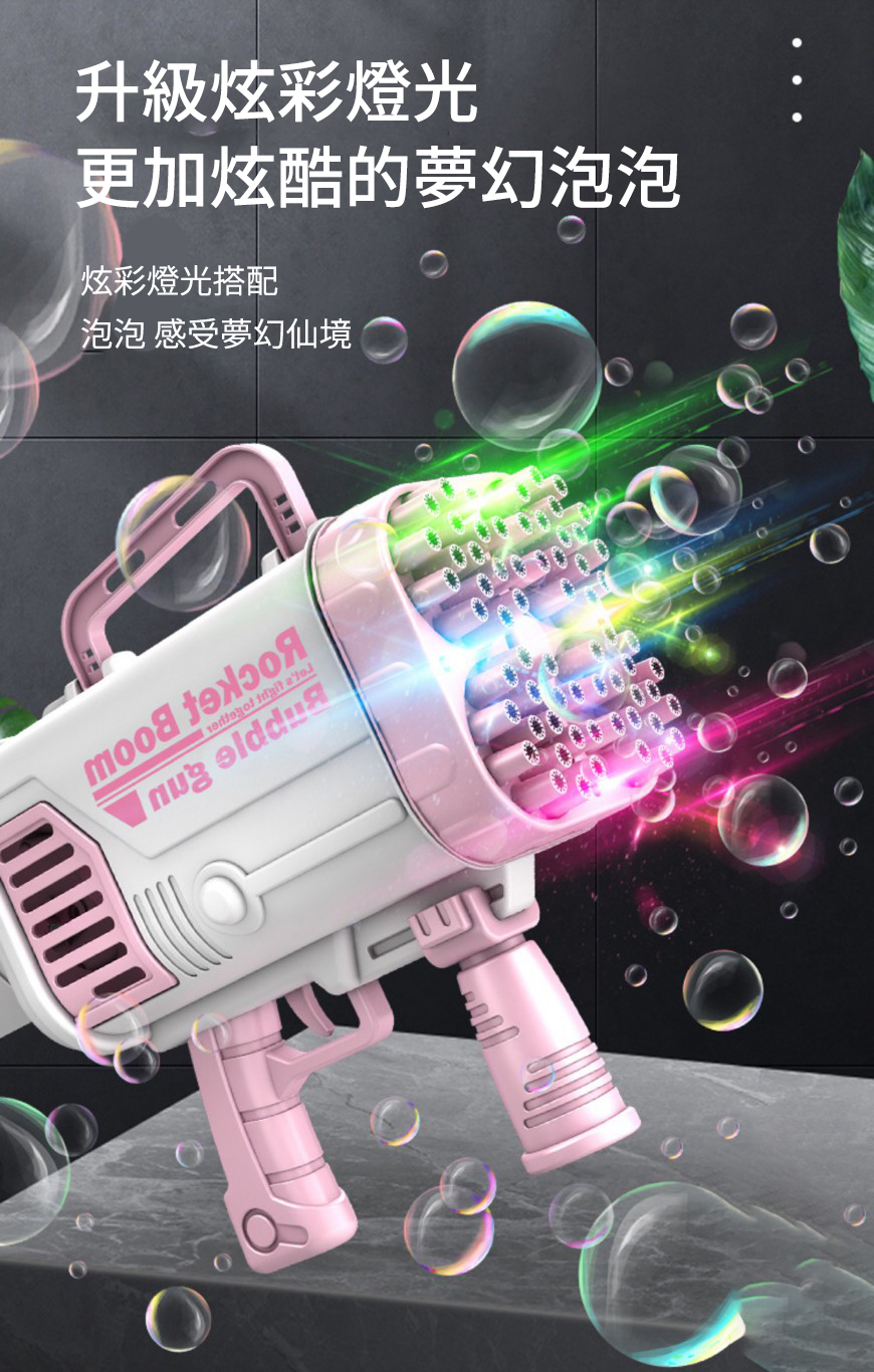 【Zhyuin】升級64孔炫光火箭泡泡槍 泡泡機/玩具槍/兒童玩具/電動泡泡槍