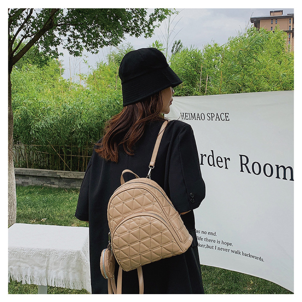 韓系時尚菱格紋子母雙肩後背包 三色可選 肩背包