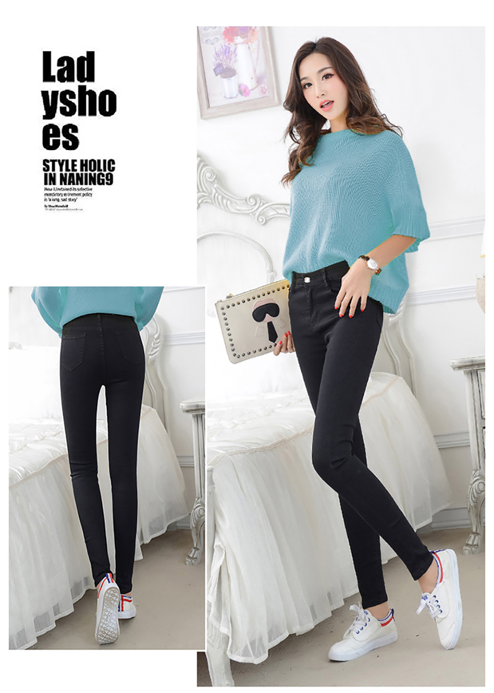 激瘦修身彈力緊身牛仔褲 4色黑/淺藍/藍黑/鐵灰 M-XXL