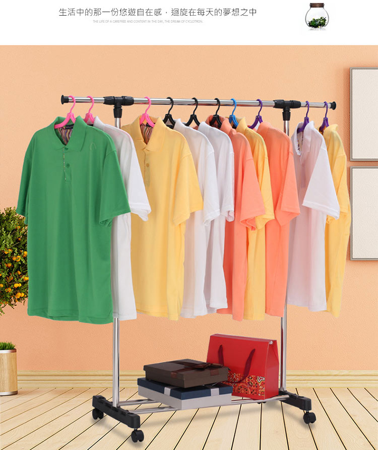 【VENCEDOR】雙桿附輪曬衣架-雙桿(伸縮 防滑剎車輪 不鏽鋼材質 防風掛扣