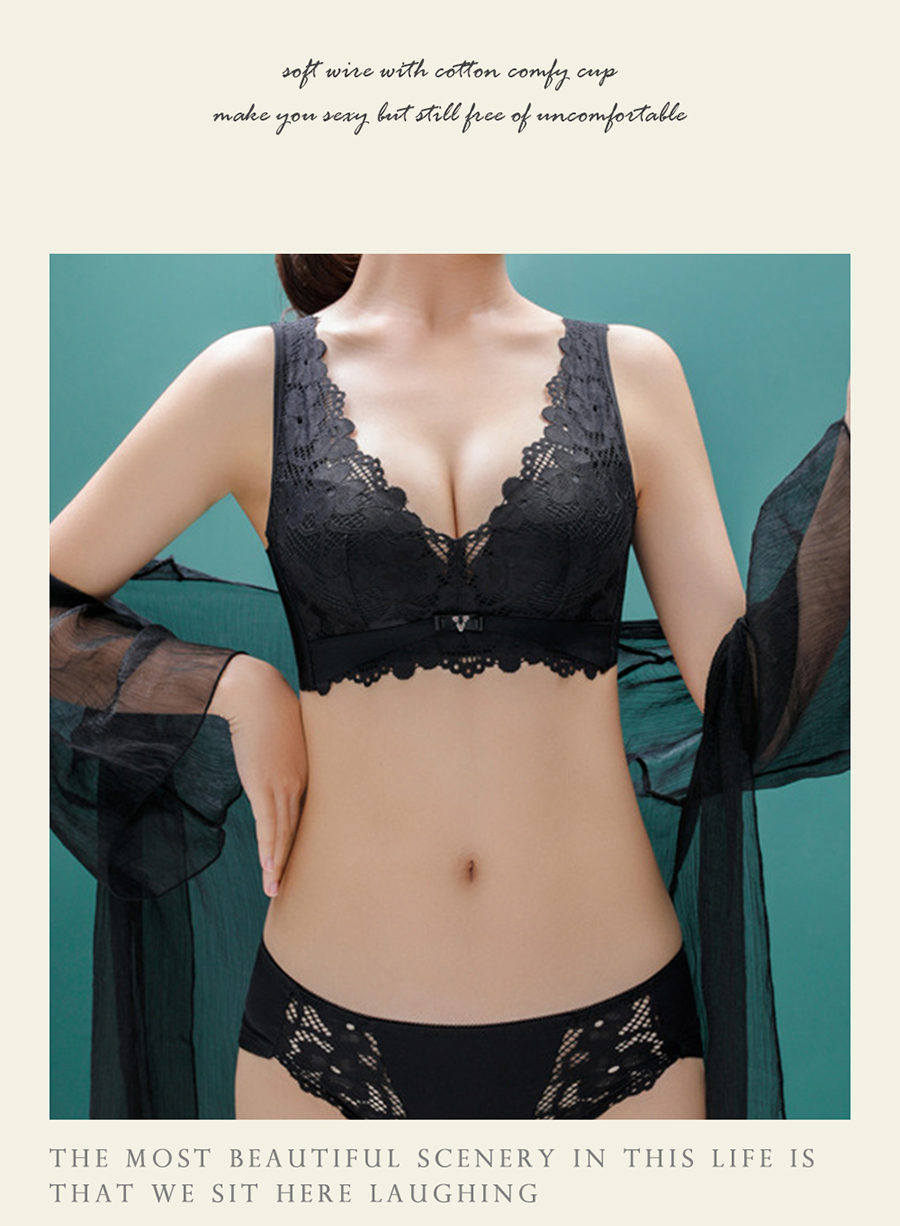 集中花朵包覆乳膠無鋼圈內衣 3色 M-XL