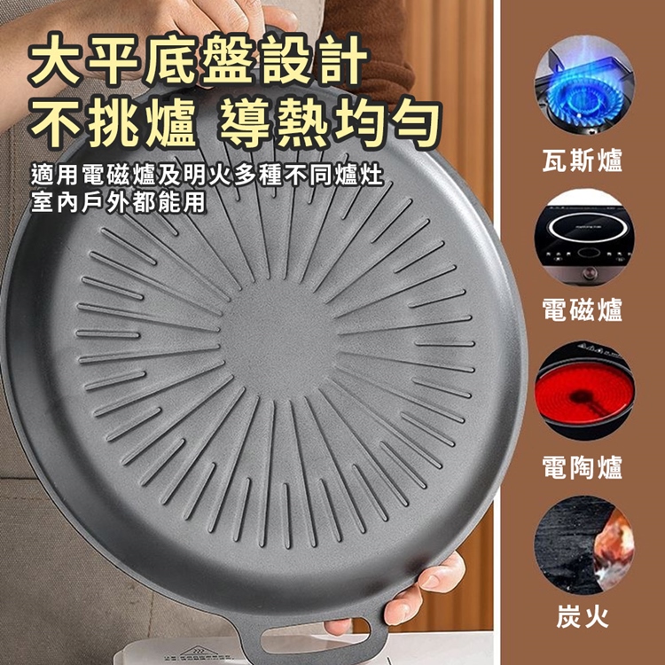 34cm韓式麥飯石太陽紋烤盤 多爐形適用