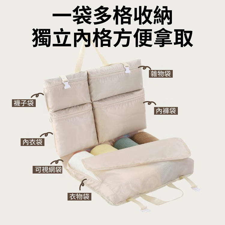7合1旅行分類收納袋 分隔收納旅行袋 行李箱收納 行李袋