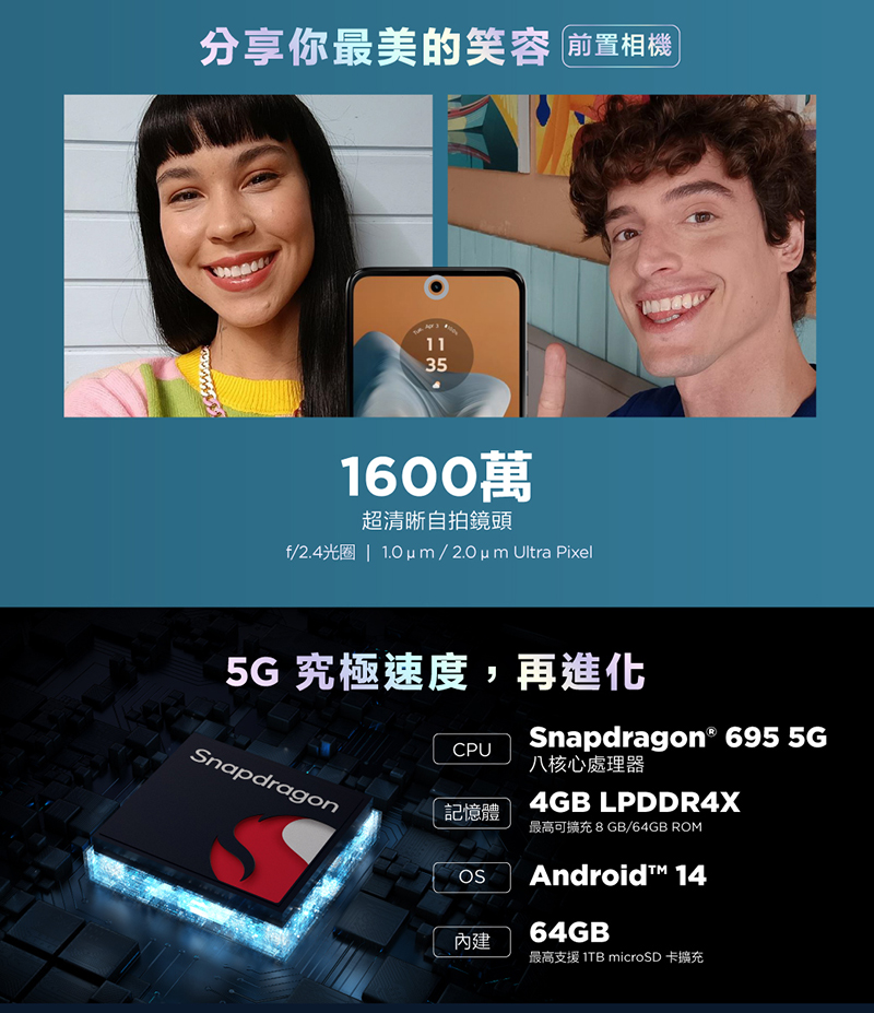 【motorola】G34 5G (4G+128G) 6.5吋智慧型手機