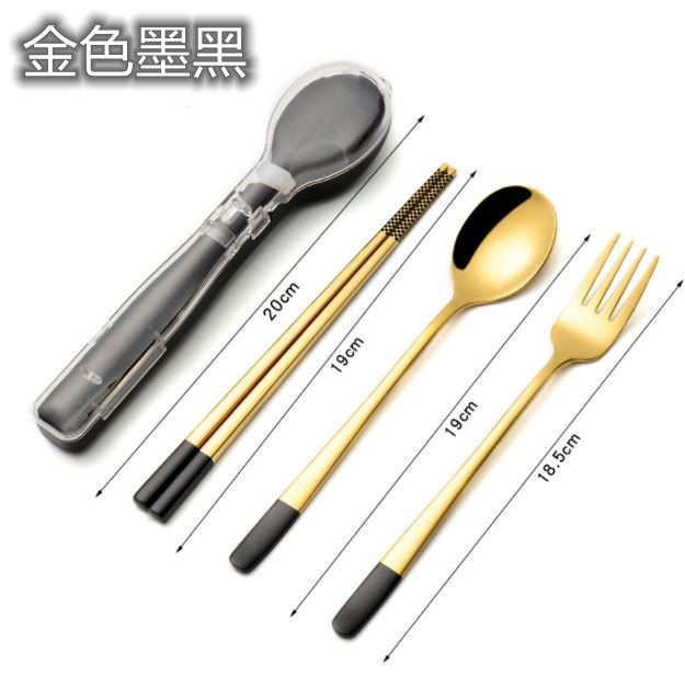 金色歐風304不鏽鋼環保餐具(湯匙/筷子/叉子)